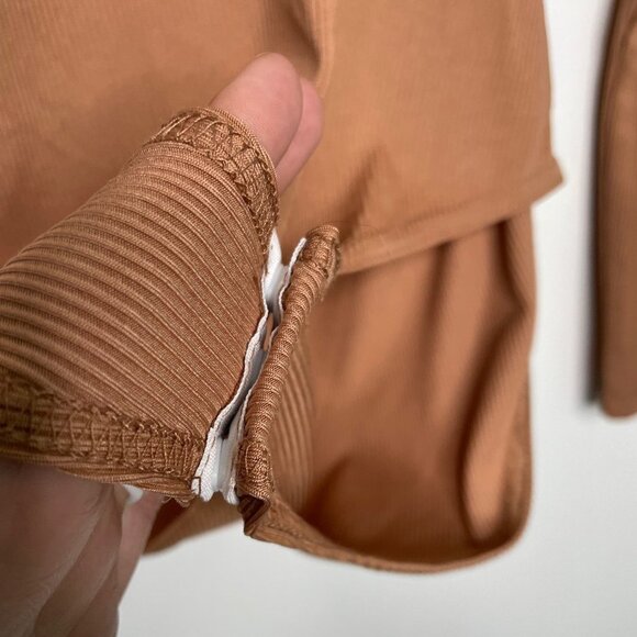 Boohoo Ribbed Long Sleeve Bodysuit Womens Size 10 Tan Brown NWT - Picture 5 of 9